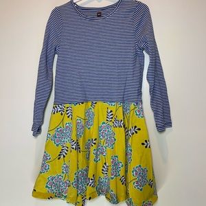 Long sleeved striped and floral dress